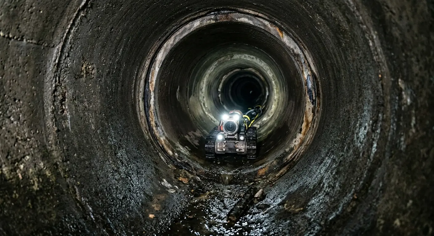 Robotic sewer camera inspecting pipe interior for Sewer Line Repair in East Fishkill
